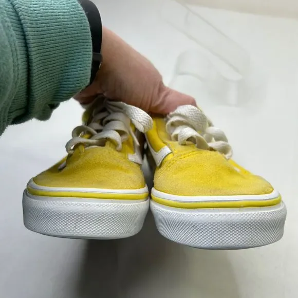 Vans Old Skool Rainbow Lace Cyber Yellow True White Kids Casual Shoes Size 1.5 - Picture 7 of 7